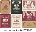 wine label set with a landscape ... | Shutterstock .eps vector #349079003