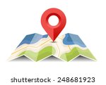 vector map icon with pin pointer | Shutterstock .eps vector #248681923