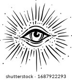 blackwork tattoo flash. eye of... | Shutterstock .eps vector #1687922293