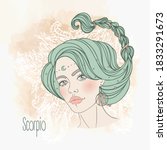 zodiac  illustration of scorpio ... | Shutterstock .eps vector #1833291673