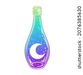 magic potion  gradient bottle... | Shutterstock .eps vector #2076385630