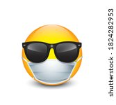 cute emoticon wearing surgical... | Shutterstock .eps vector #1824282953