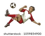 soccer player doing overhead... | Shutterstock .eps vector #1059854900