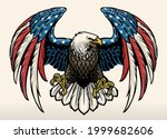 bald eagle with america flag color
