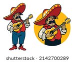 happy cartoon mexican singer... | Shutterstock .eps vector #2142700289