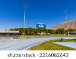 Small photo of Provo, UT - October 14, 2022: LaVell Edwards Stadium on the campus of Brigham Young University, BYU, in Provo, Utah, with Track and Field in the foreground.