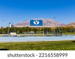 Small photo of Provo, UT - October 14, 2022: LaVell Edwards Stadium on the campus of Brigham Young University, BYU, in Provo, Utah, with Track and Field in the foreground.