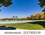 Small photo of Provo, UT - October 14, 2022: LaVell Edwards Stadium on the campus of Brigham Young University, BYU, in Provo, Utah, with Track and Field in the foreground.