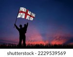 Father And Son Hold The Flag Of ...