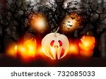 3d rendering   halloween... | Shutterstock . vector #732085033