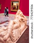 Small photo of FLORENCE, ITALY - MARCH 14, 2015: interior of Michelangelo room in Uffizi Gallery. The Uffizi is one of the oldest museums in Europe . Sleeping Ariadne (Arianna Addormentata)