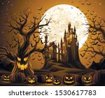 spooky halloween night  holiday ... | Shutterstock .eps vector #1530617783