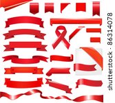 red ribbons set  isolated on... | Shutterstock . vector #86314078
