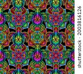 sea turtle in psychedelic... | Shutterstock .eps vector #2003816126