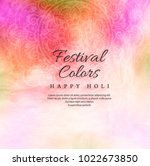 happy holi colorful background... | Shutterstock .eps vector #1022673850