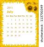 2013 Year Calendar  July With...