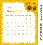 2013 Year Calendar  November...