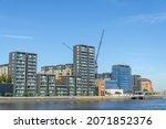 Small photo of London, UK - November 5 2021: Imperial Wharf and Riverstone Fulham, Fulham and Chelsea, London