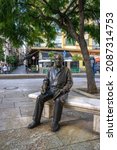 Small photo of Malaga, Spain - November 25 2021: Pablo Picasso statue, Plaza de la Merced, Malaga, Spain