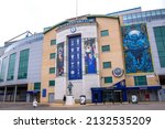 Small photo of London, UK - March 5 2022: Chelsea football club Stamford Bridge ground, Fulham Road, West London