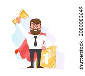 successful work. a man is... | Shutterstock .eps vector #2080083649