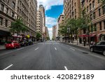 New York City Manhattan empty street at Midtown at sunny day