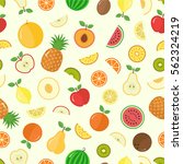 vector fruits and slice... | Shutterstock .eps vector #562324219
