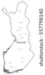 Map of Finland | Monochrome contour map with city names