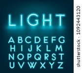 neon light alphabet font.... | Shutterstock . vector #1092443120