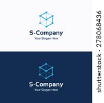 Frame cube 3D company logo template with letter S