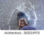 Small photo of A man stepped on thin ice
