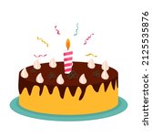 cute birthday cake icon with... | Shutterstock . vector #2125535876