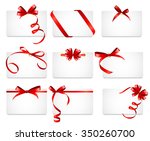 card with red ribbon and bow... | Shutterstock .eps vector #350260700