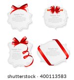 card with red ribbon and bow... | Shutterstock . vector #400113583