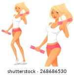 cute cartoon girl exercising...