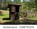 Old Wooden Outhouse By Garden...