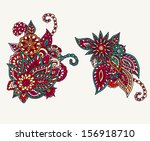 two fully editable floral... | Shutterstock .eps vector #156918710