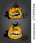 smiling pumpkins  hand drawn... | Shutterstock . vector #1772999246