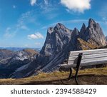 Small photo of Picturesque autumn Alps mountain scene, famous italian Dolomites Seceda majestic rock, Sass Rigais, Sudtirol, Italy. Beautiful traveling, seasonal and nature beauty concept scene.