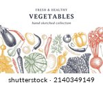hand sketched vegetables design.... | Shutterstock .eps vector #2140349149