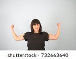 young latina woman showing her... | Shutterstock . vector #732663640