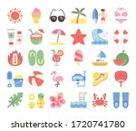 summer flat vector icons summer ... | Shutterstock .eps vector #1720741780