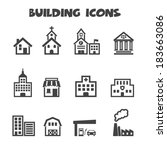 building icons  mono vector... | Shutterstock .eps vector #183663086
