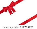 red ribbon with bow isolated on ... | Shutterstock . vector #117785293