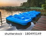 Row Of Blue Pedal Rental Boats...