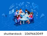 isometric people team... | Shutterstock .eps vector #1069663049