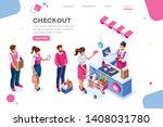 supermarket  line waiting... | Shutterstock .eps vector #1408031780
