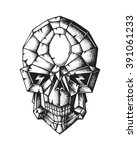 hand drawn cyborg skull. vector ... | Shutterstock .eps vector #391061233
