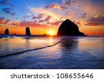 The Sunset At Cannon Beach With ...
