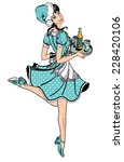 Vector Illustration Of Waitress ...